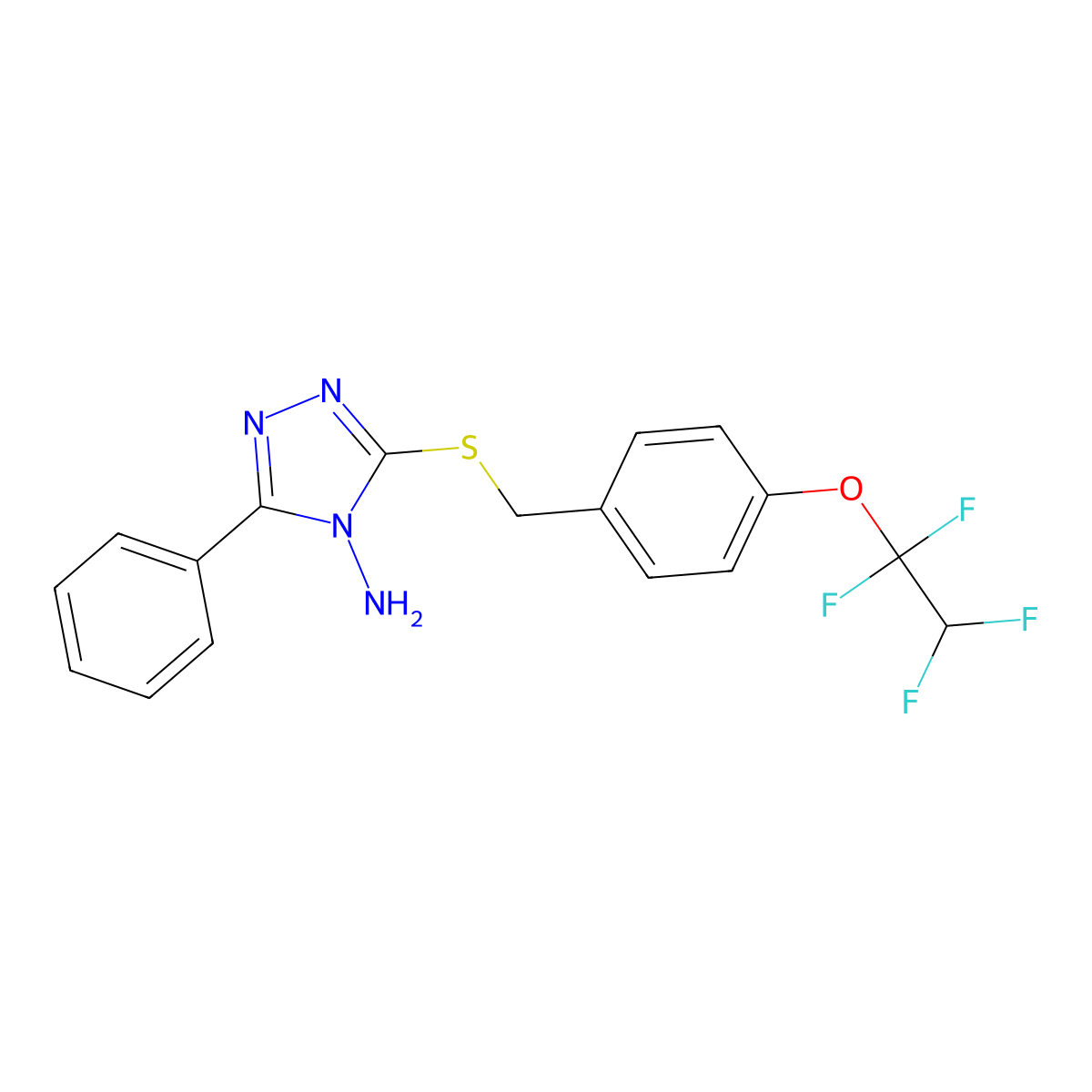 3-Phenyl-5-(((4-(1,1,2,2-tetrafluoroethoxy)phenyl)methyl)thio)-4H-1,2,4-triazol-4-amine molecular structure, CAS 385375-12-2