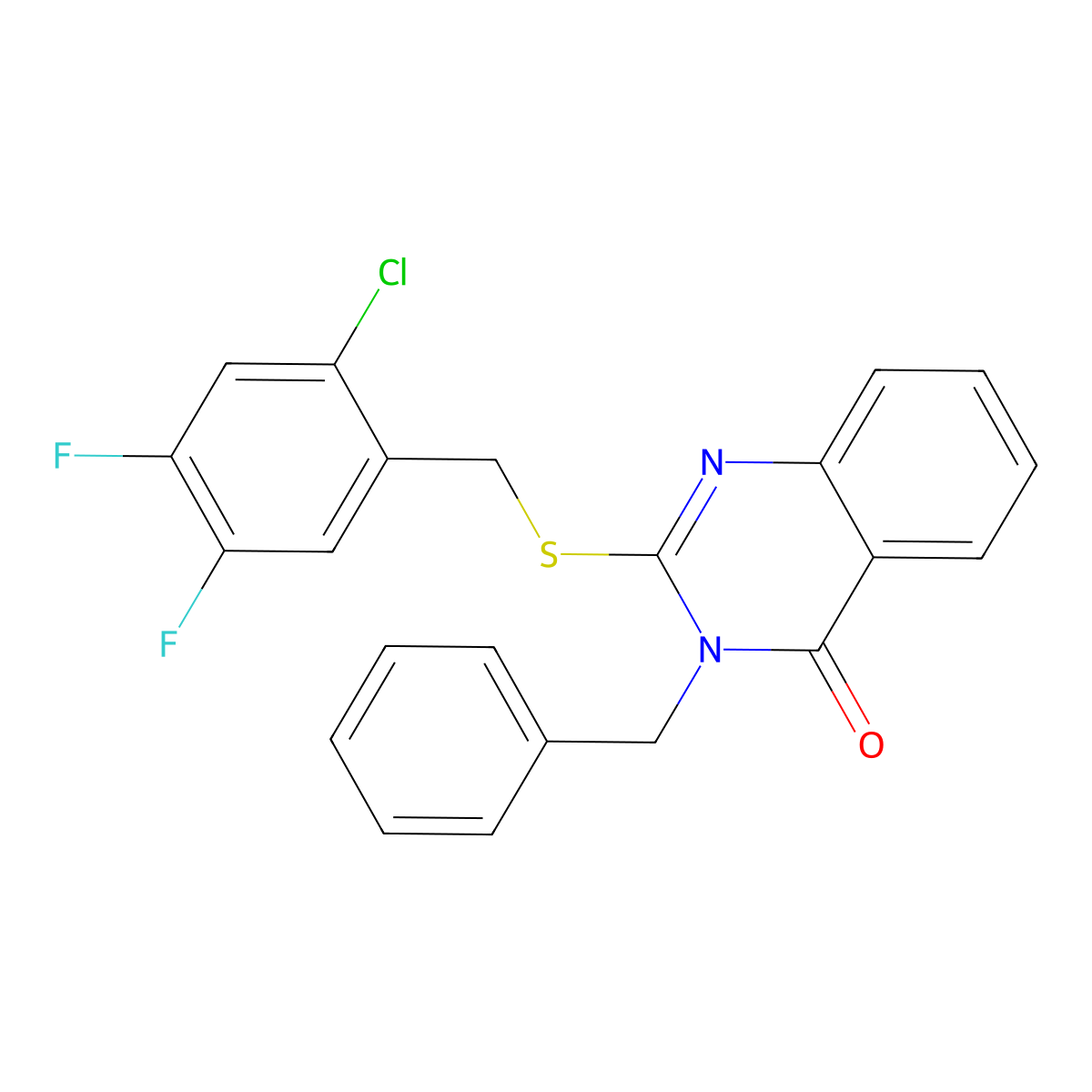 3-Benzyl-2-[(2-chloro-4,5-difluorophenyl)methylsulfanyl]quinazolin-4-one molecular structure, CAS 385375-18-8