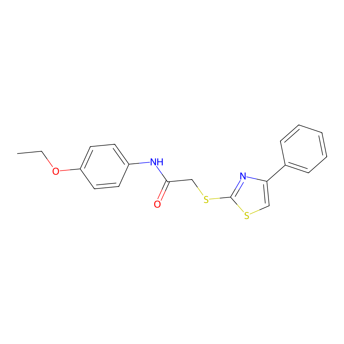 N-(4-ethoxyphenyl)-2-[(4-phenyl-1,3-thiazol-2-yl)sulfanyl]acetamide molecular structure, CAS 385375-20-2