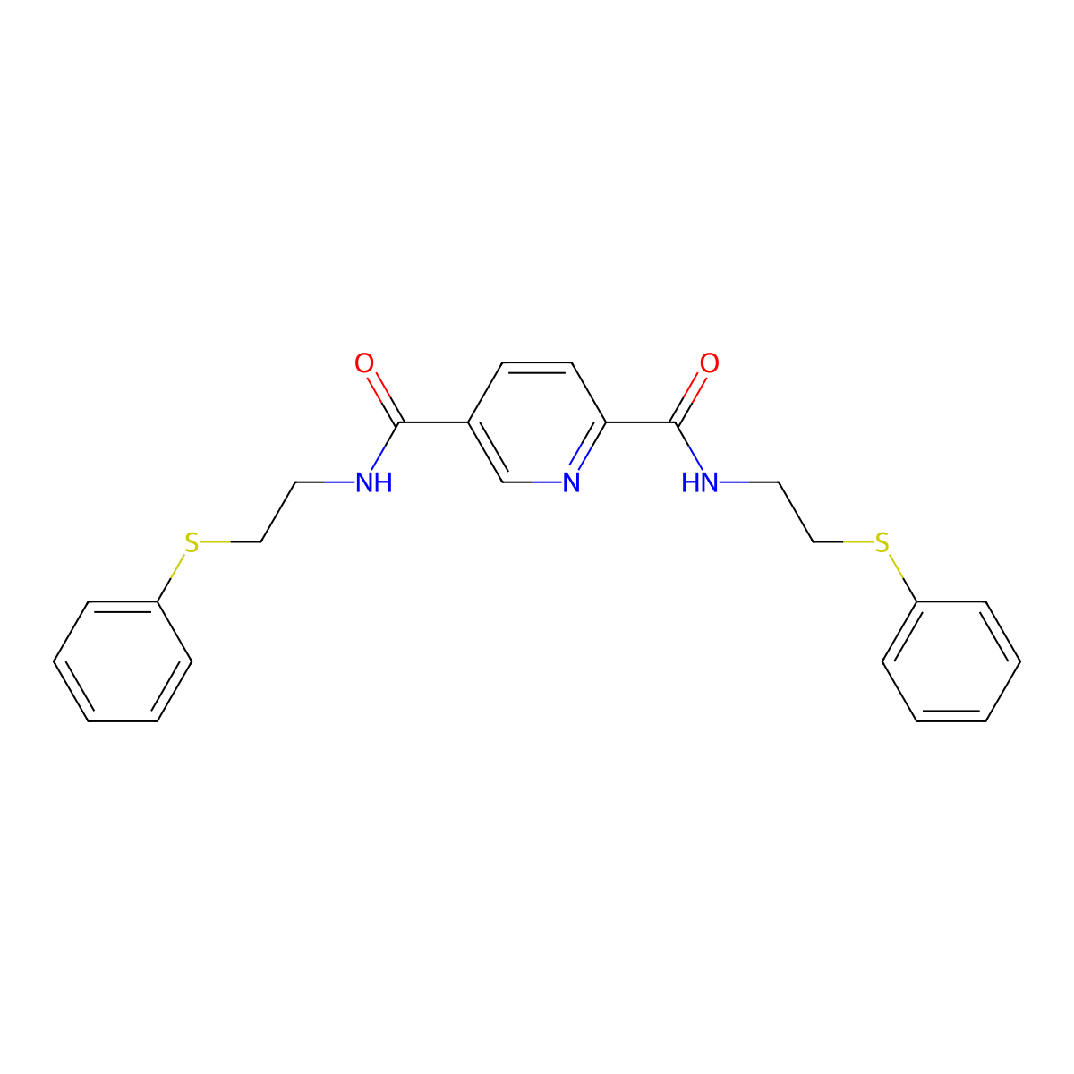 2-N,5-N-bis(2-phenylsulfanylethyl)pyridine-2,5-dicarboxamide molecular structure, CAS 385375-23-5