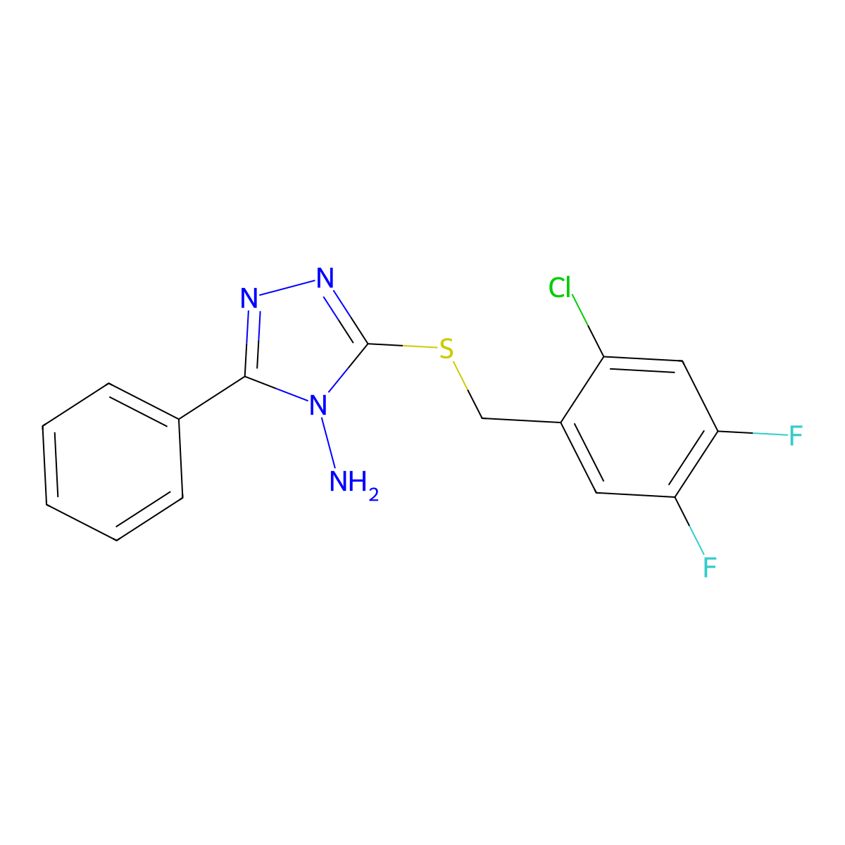 3-[(2-Chloro-4,5-difluorophenyl)methylsulfanyl]-5-phenyl-1,2,4-triazol-4-amine molecular structure, CAS 385375-30-4