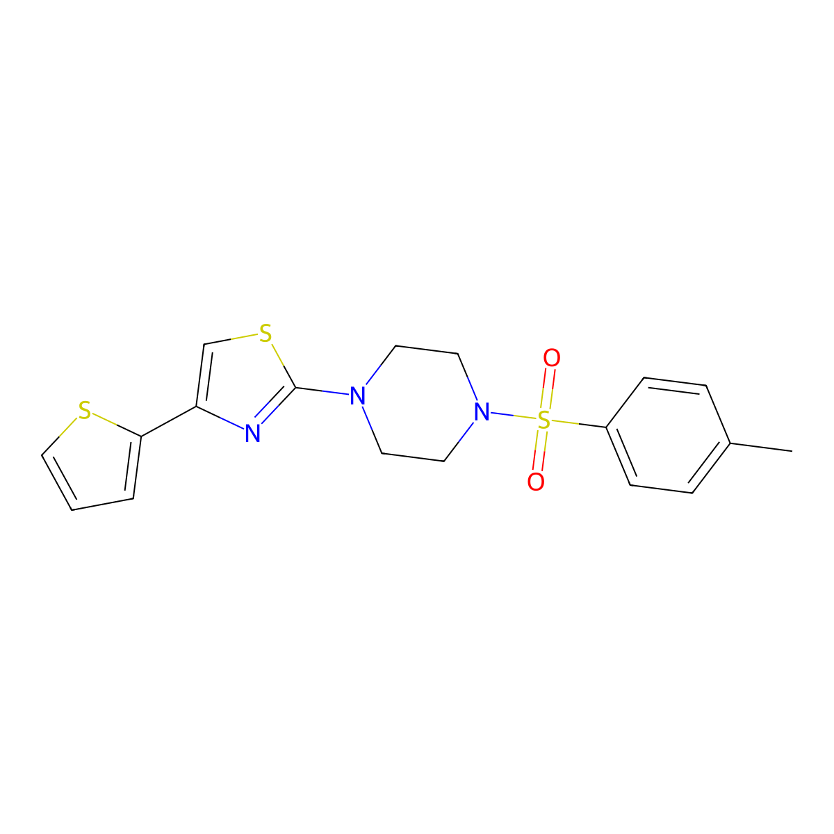 2-[4-(4-Methylphenyl)sulfonylpiperazin-1-yl]-4-thiophen-2-yl-1,3-thiazole molecular structure, CAS 385375-31-5