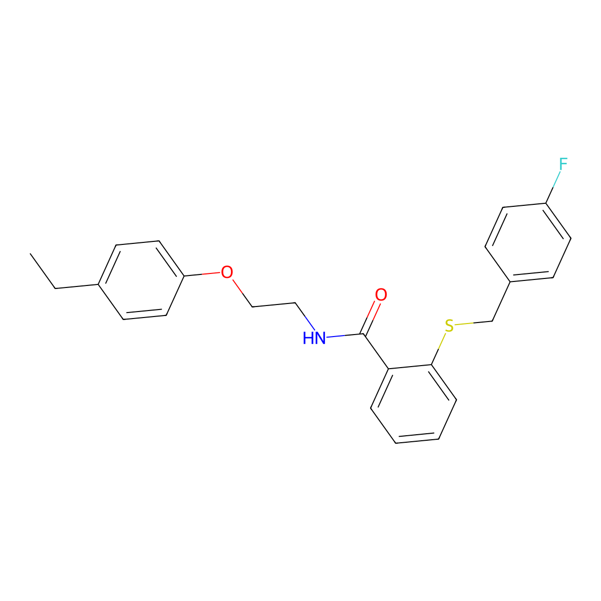 N-[2-(4-ethylphenoxy)ethyl]-2-[(4-fluorophenyl)methylsulfanyl]benzamide molecular structure, CAS 385375-34-8
