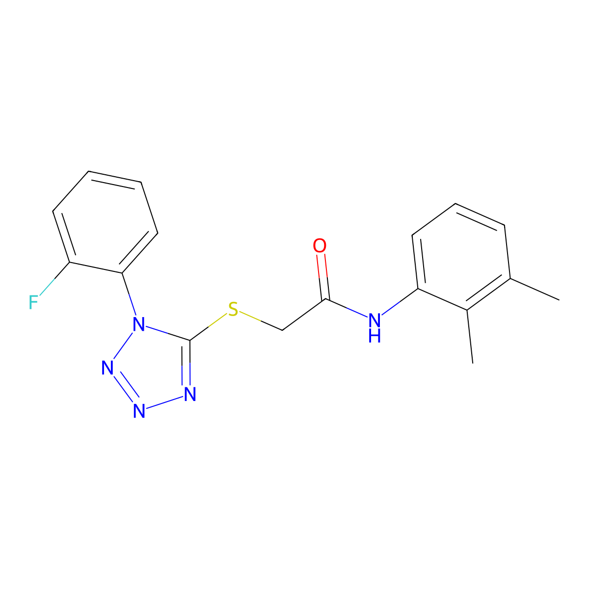 N-(2,3-dimethylphenyl)-2-[1-(2-fluorophenyl)tetrazol-5-yl]sulfanylacetamide molecular structure, CAS 385376-35-2