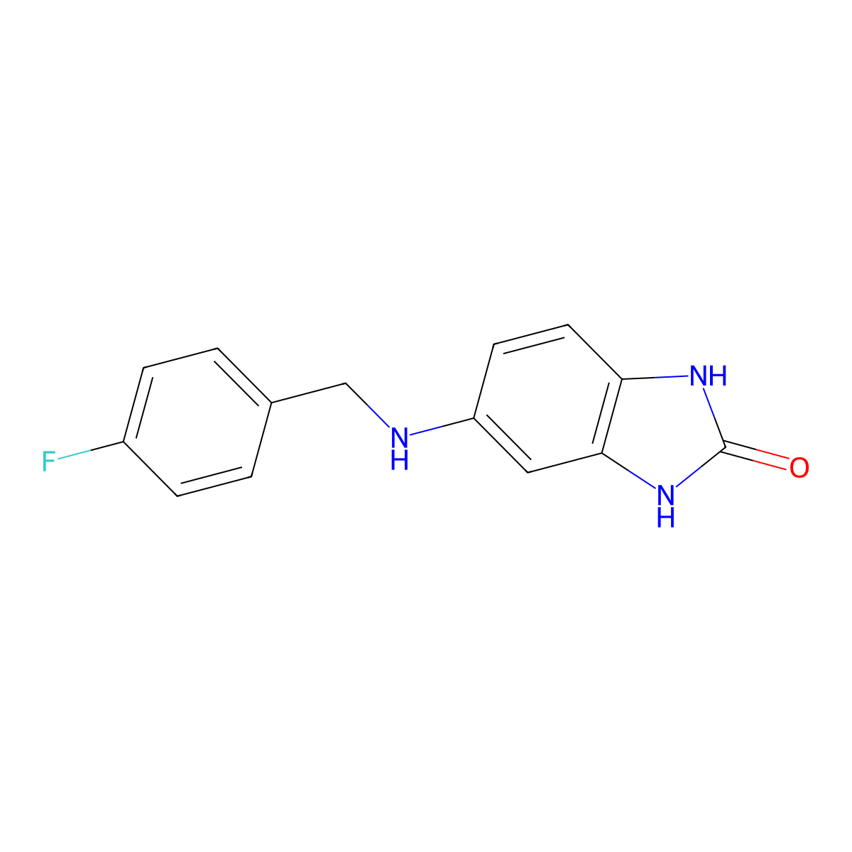 5-{[(4-fluorophenyl)methyl]amino}-2,3-dihydro-1H-1,3-benzodiazol-2-one molecular structure, CAS 385376-38-5