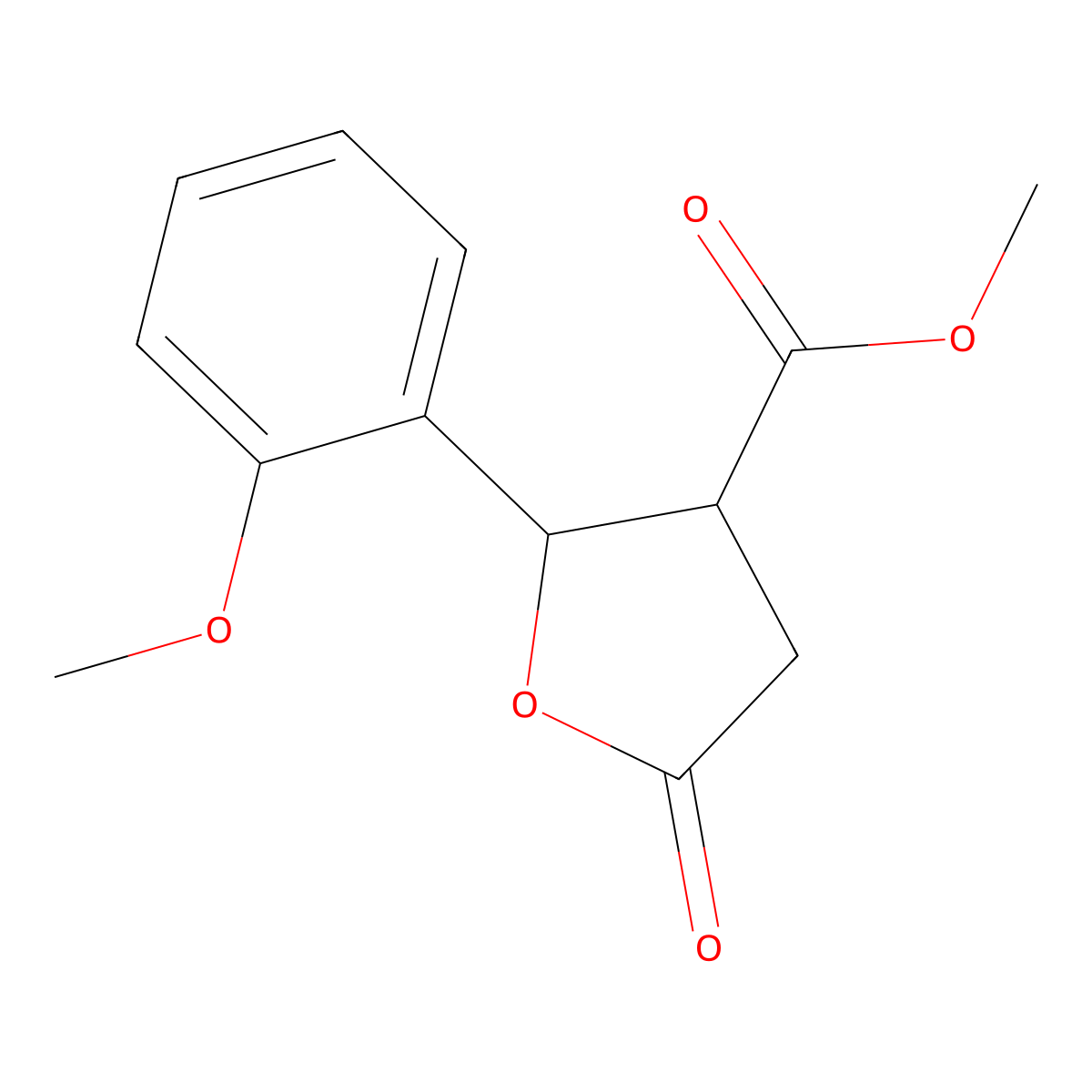 Methyl 2-(2-methoxyphenyl)-5-oxooxolane-3-carboxylate molecular structure, CAS 385376-40-9