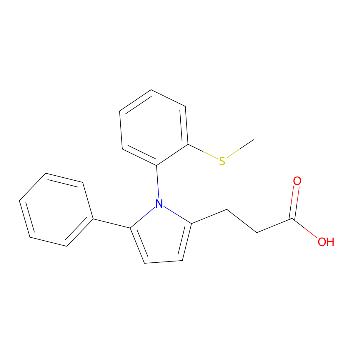 3-{1-[2-(methylsulfanyl)phenyl]-5-phenyl-1H-pyrrol-2-yl}propanoic acid molecular structure, CAS 385376-81-8