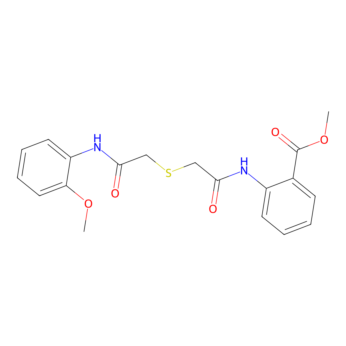 Methyl 2-[({[2-(2-methoxyanilino)-2-oxoethyl]sulfanyl}acetyl)amino]benzoate molecular structure, CAS 385377-07-1