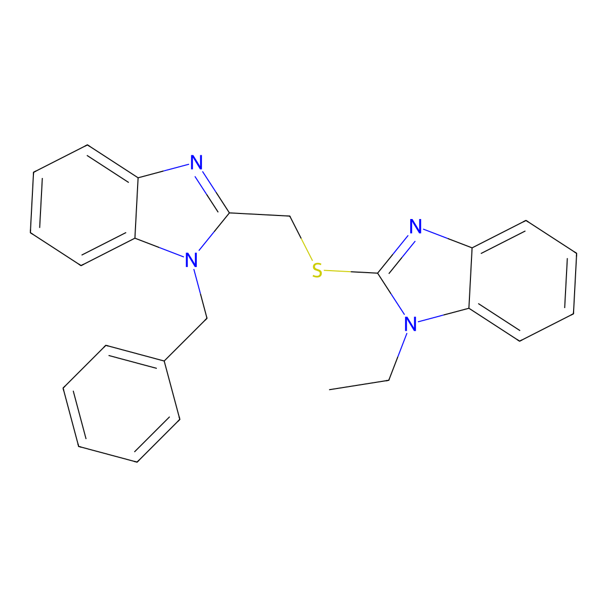 1-Benzyl-2-[(1-ethylbenzimidazol-2-yl)sulfanylmethyl]benzimidazole molecular structure, CAS 385377-74-2