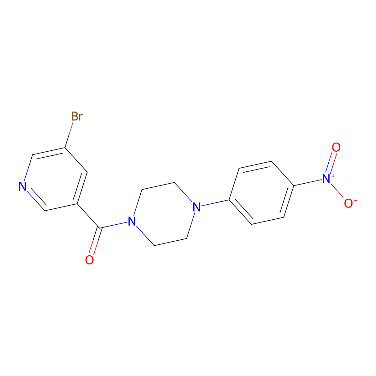 1-[(5-Bromo-3-pyridinyl)carbonyl]-4-(4-nitrophenyl)piperazine molecular structure, CAS 385378-06-3