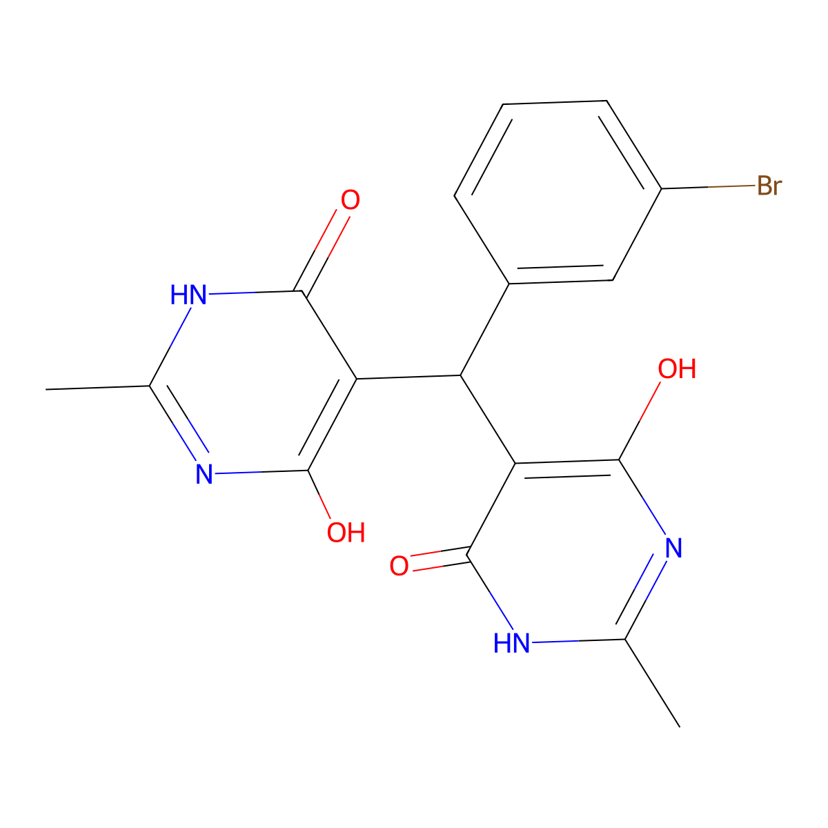 5,5'-[(3-bromophenyl)methanediyl]bis(6-hydroxy-2-methylpyrimidin-4(3H)-one) molecular structure, CAS 385378-15-4
