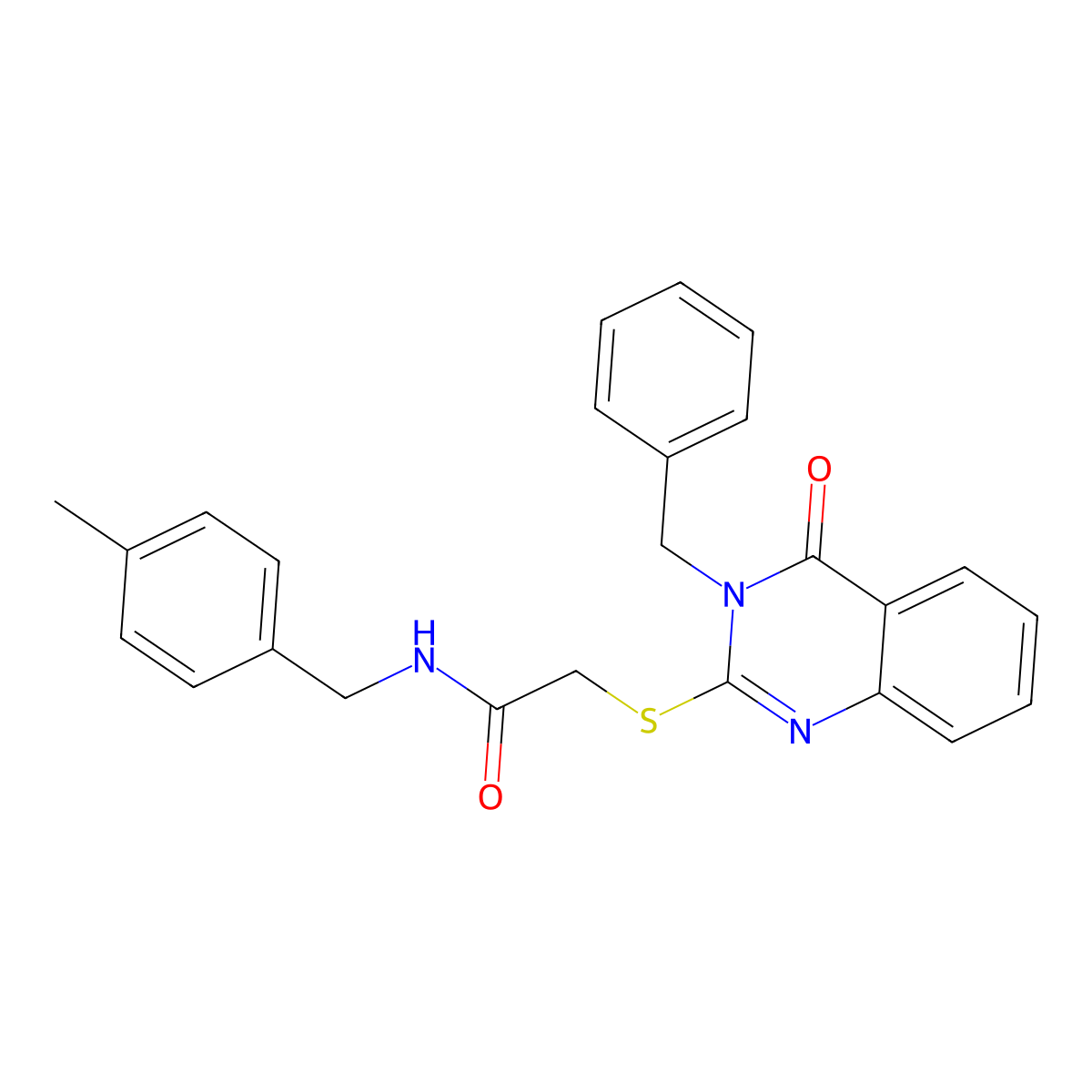 2-(3-benzyl-4-oxoquinazolin-2-yl)sulfanyl-N-[(4-methylphenyl)methyl]acetamide molecular structure, CAS 385378-53-0