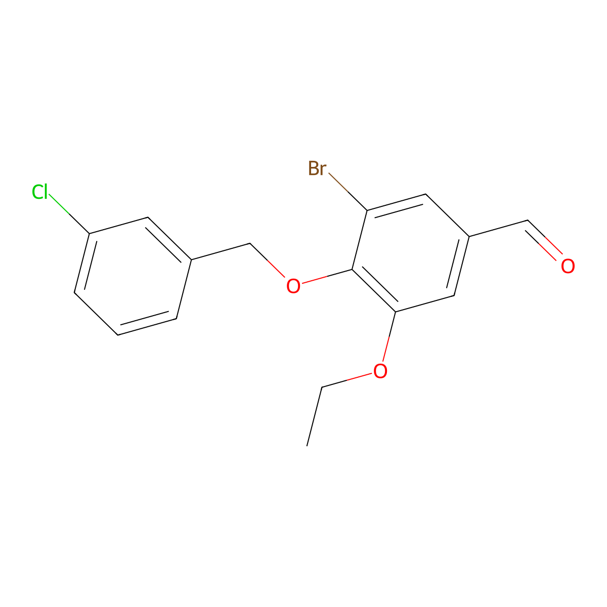 3-Bromo-4-[(3-chlorobenzyl)oxy]-5-ethoxybenzaldehyde molecular structure, CAS 385379-07-7