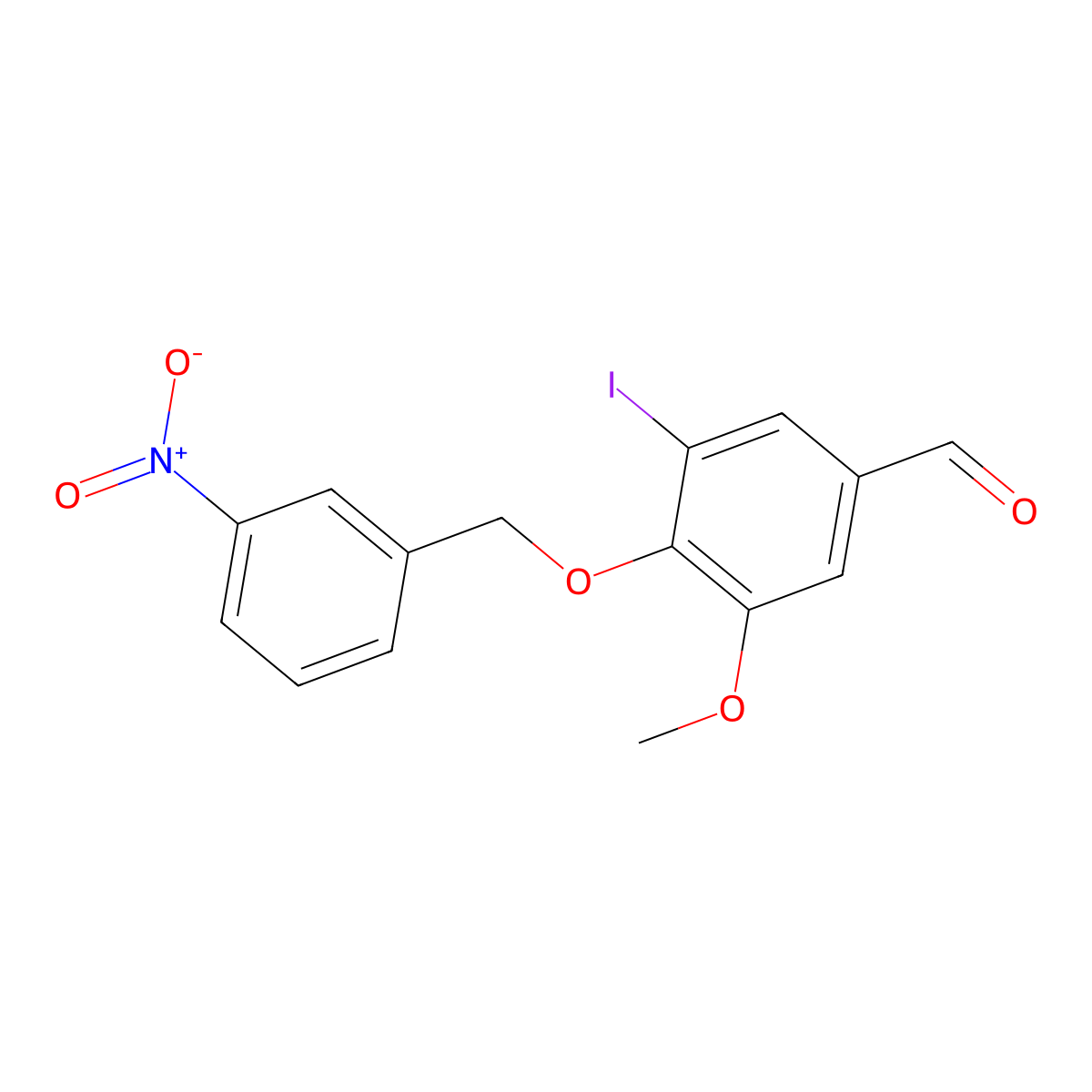3-Iodo-5-methoxy-4-[(3-nitrobenzyl)oxy]benzaldehyde molecular structure, CAS 385379-17-9