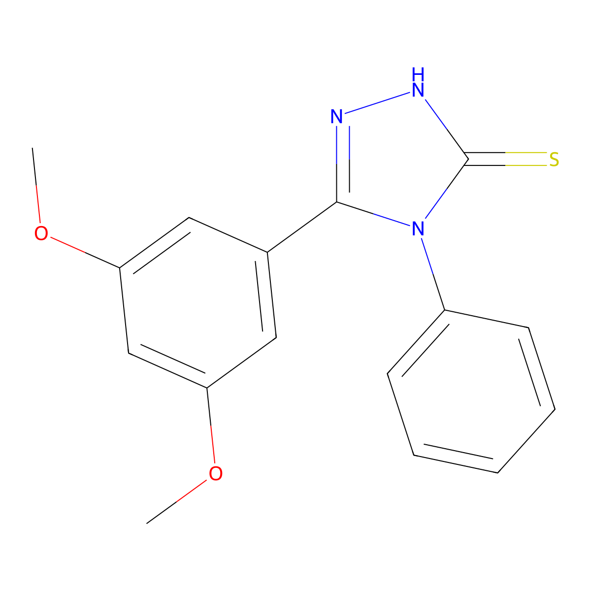 3-(3,5-dimethoxyphenyl)-4-phenyl-1H-1,2,4-triazole-5-thione molecular structure, CAS 385379-74-8
