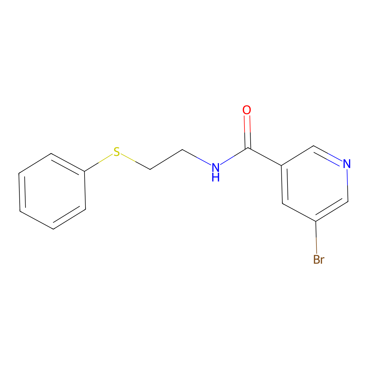 5-bromo-N-[2-(phenylsulfanyl)ethyl]pyridine-3-carboxamide molecular structure, CAS 385379-86-2
