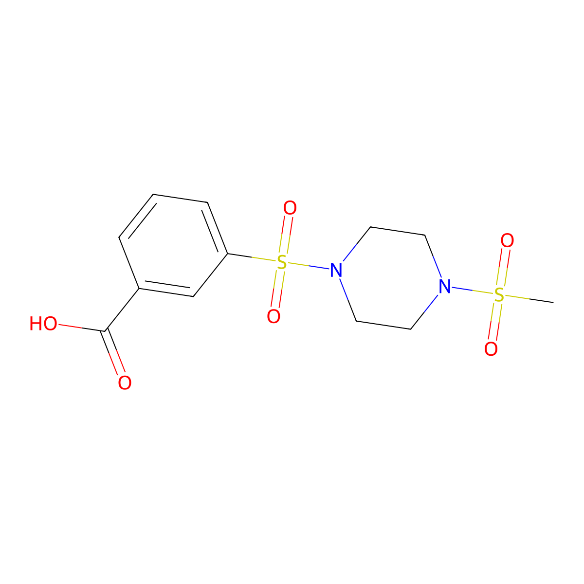 3-(4-Methanesulfonyl-piperazine-1-sulfonyl)-benzoic acid molecular structure, CAS 385379-94-2