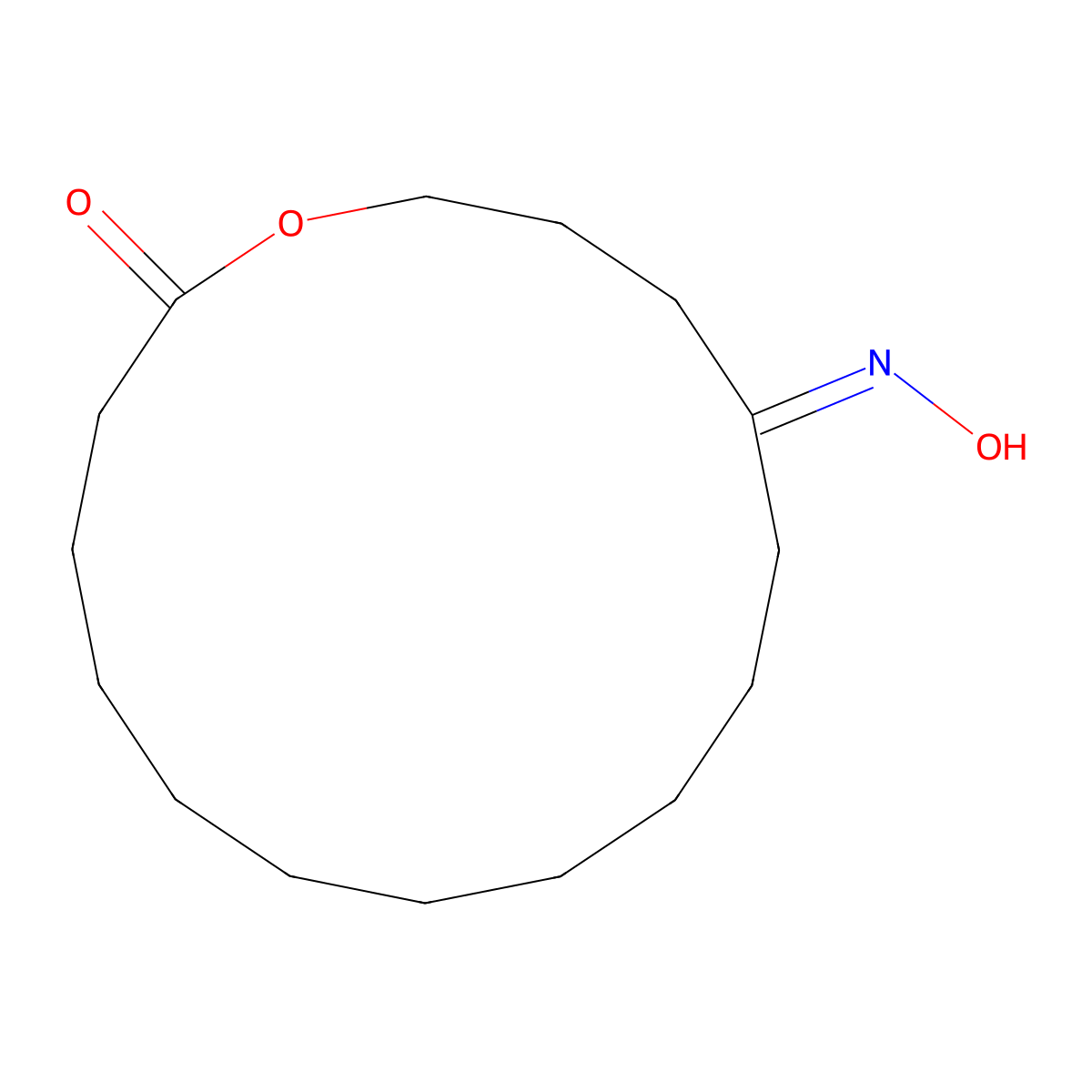 13-Hydroxyimino-oxacyclohexadecan-2-one molecular structure, CAS 38538-07-7