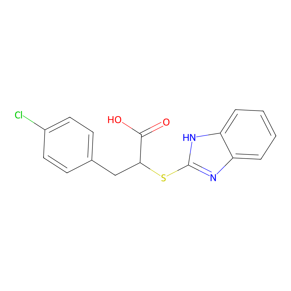 2-(1H-benzimidazol-2-ylsulfanyl)-3-(4-chlorophenyl)propanoic acid molecular structure, CAS 385380-72-3