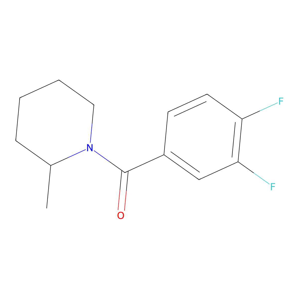 (3,4-Difluorophenyl)(2-methyl-1-piperidinyl)methanone molecular structure, CAS 385380-76-7