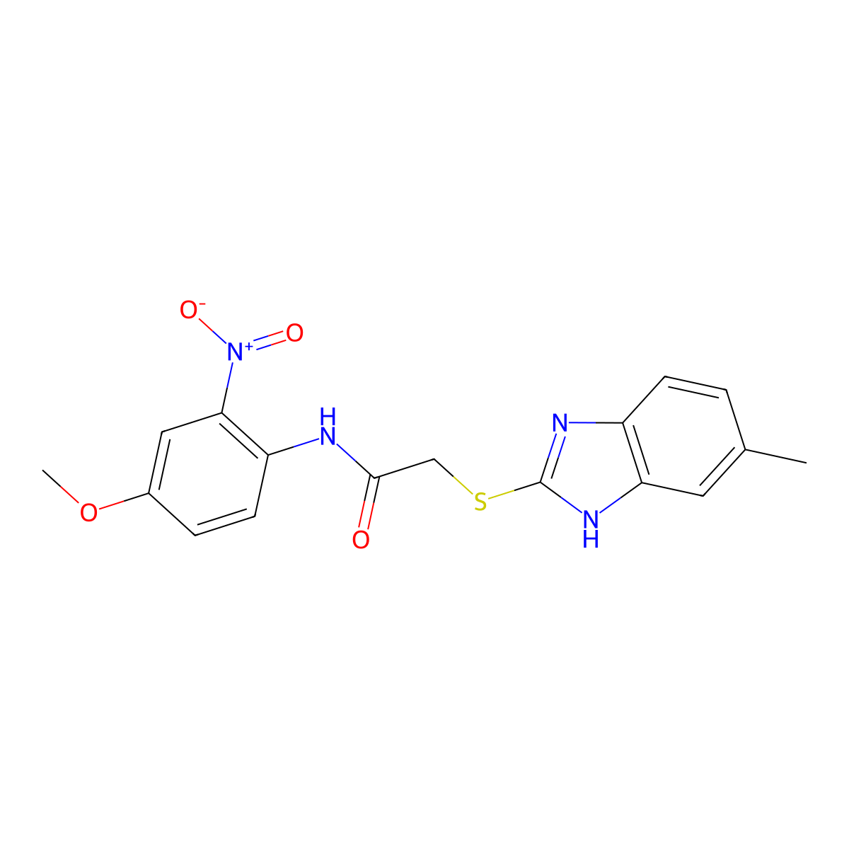 N-(4-Methoxy-2-nitrophenyl)-2-[(6-methyl-1H-benzimidazol-2-yl)thio]acetamide molecular structure, CAS 385380-86-9