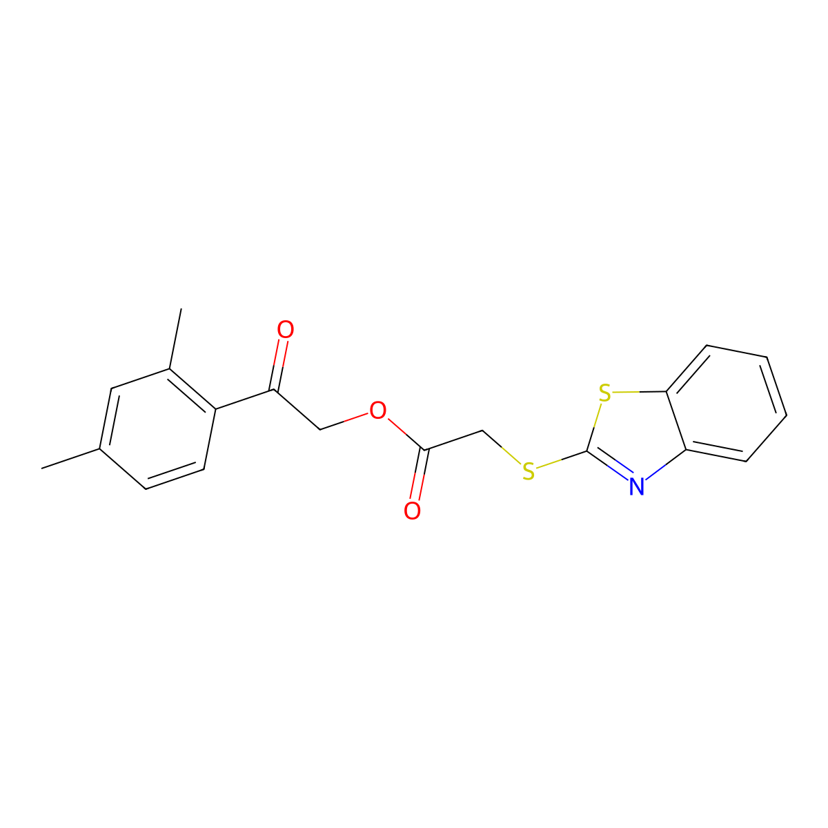 2-(2,4-Dimethylphenyl)-2-oxoethyl 2-(2-benzothiazolylthio)acetate molecular structure, CAS 385380-88-1