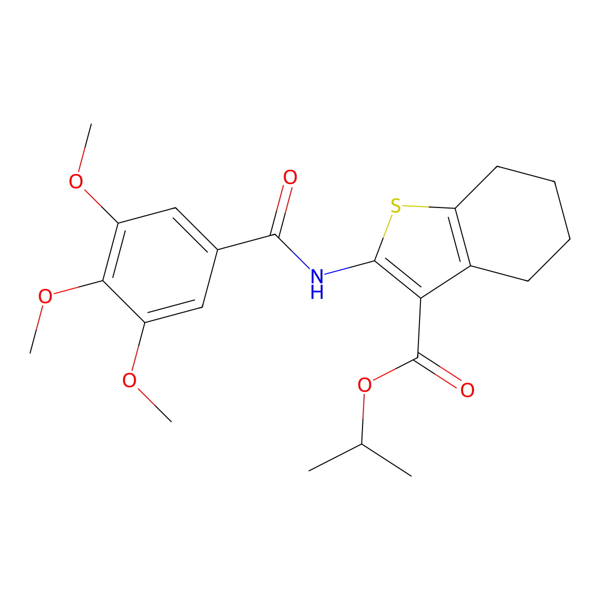 Propan-2-YL 2-(3,4,5-trimethoxybenzamido)-4,5,6,7-tetrahydro-1-benzothiophene-3-carboxylate molecular structure, CAS 385381-19-1