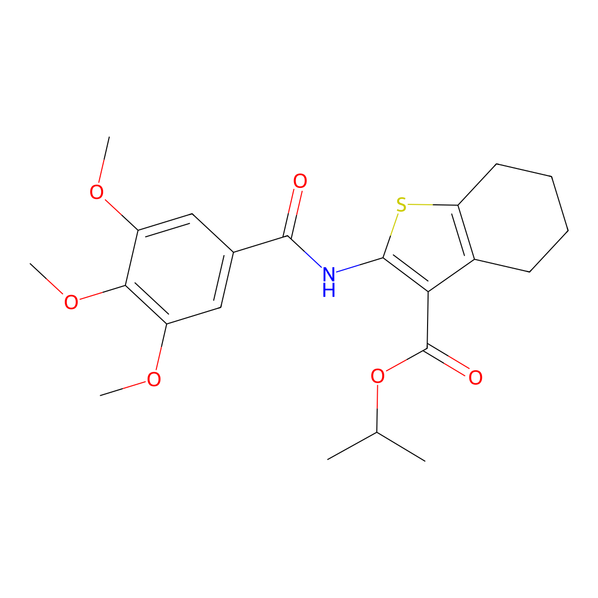 Propan-2-YL 2-(3,4,5-trimethoxybenzamido)-4,5,6,7-tetrahydro-1-benzothiophene-3-carboxylate molecular structure, CAS 385381-19-1