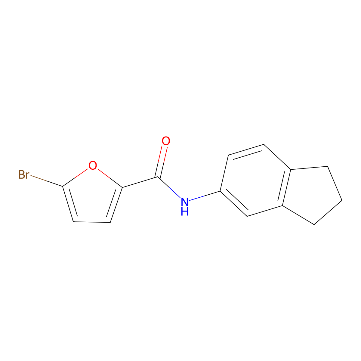 5-bromo-N-(2,3-dihydro-1H-inden-5-yl)-2-furamide molecular structure, CAS 385381-33-9