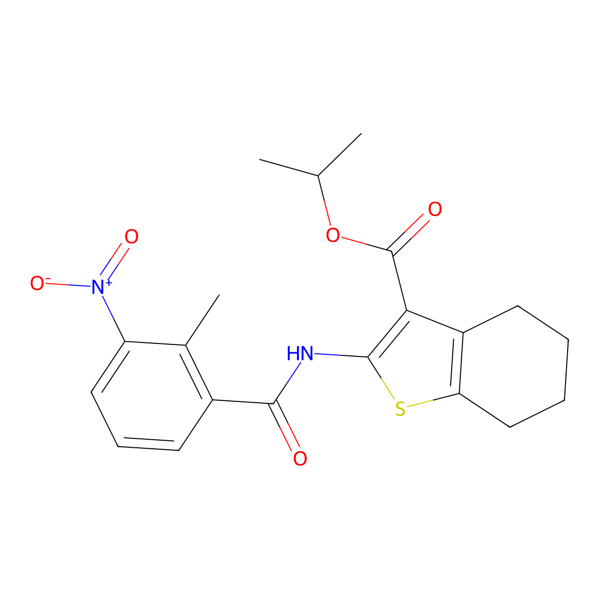 Propan-2-YL 2-(2-methyl-3-nitrobenzamido)-4,5,6,7-tetrahydro-1-benzothiophene-3-carboxylate molecular structure, CAS 385381-43-1