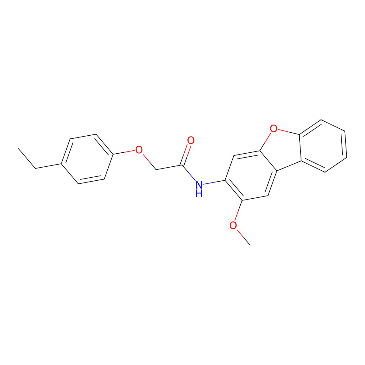2-(4-ethylphenoxy)-N-(2-methoxydibenzofuran-3-yl)acetamide molecular structure, CAS 385381-47-5