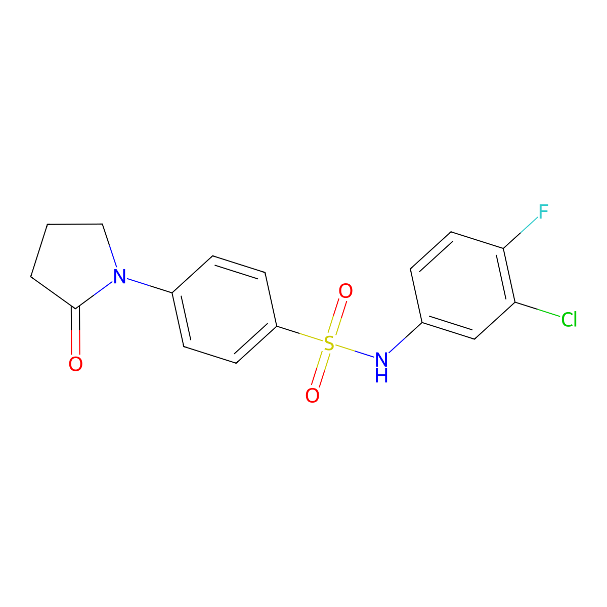 N-(3-chloro-4-fluorophenyl)-4-(2-oxopyrrolidin-1-yl)benzenesulfonamide molecular structure, CAS 385381-50-0