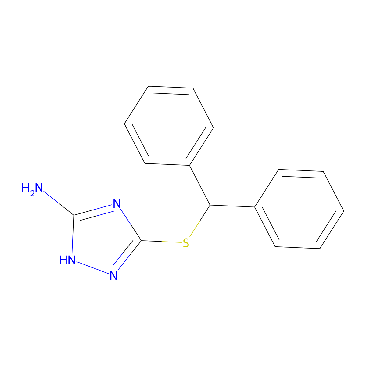 3-(diphenylmethylthio)-1H-1,2,4-triazole-5-ylamine molecular structure, CAS 385381-83-9