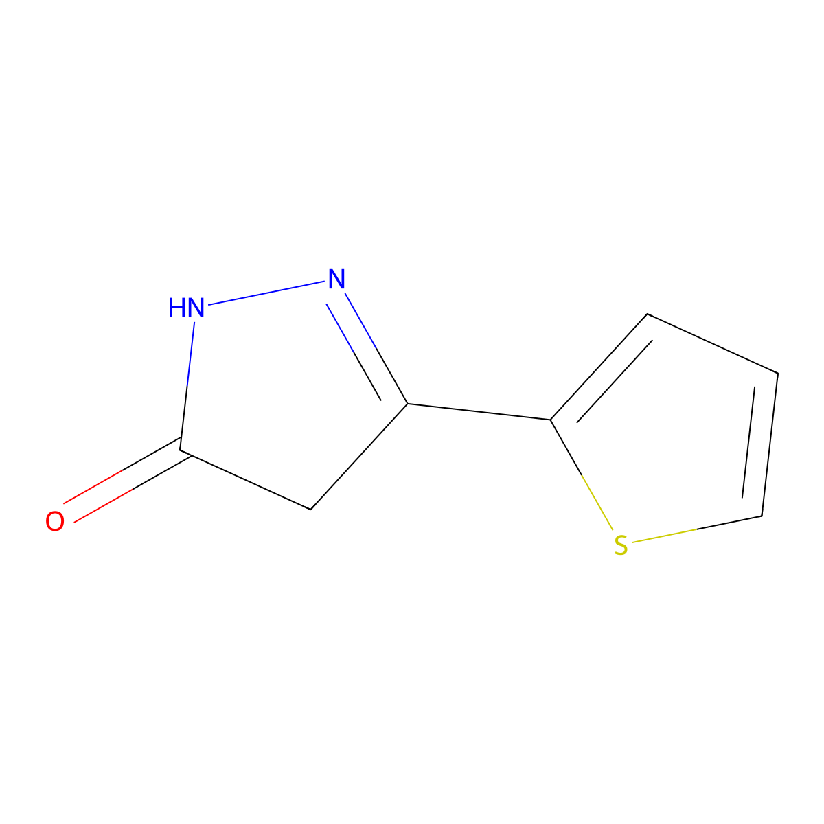 3-(Thiophen-2-yl)-1H-pyrazol-5(4H)-one molecular structure, CAS 385381-91-9