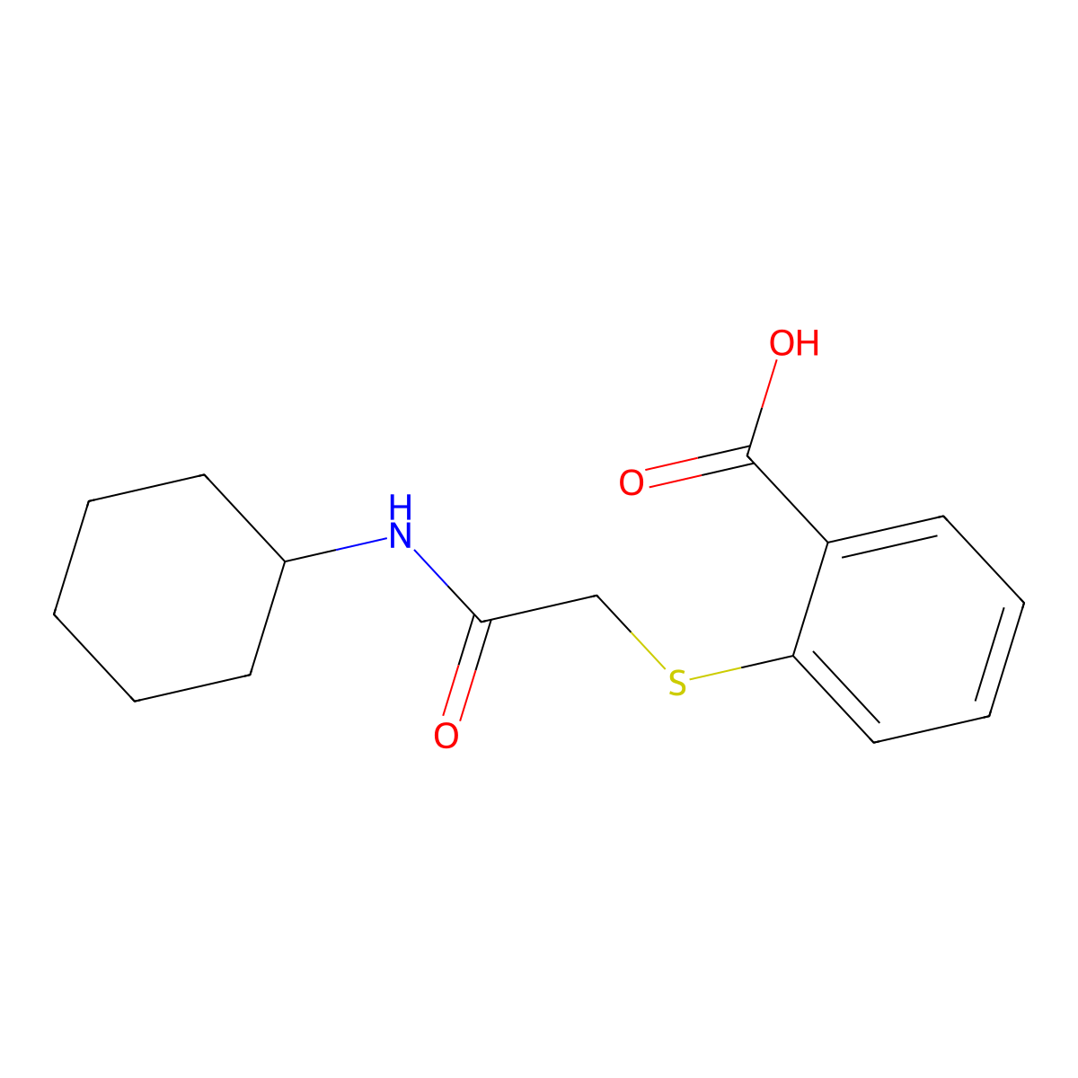 2-{[2-(Cyclohexylamino)-2-oxoethyl]thio}benzoic acid molecular structure, CAS 385382-80-9