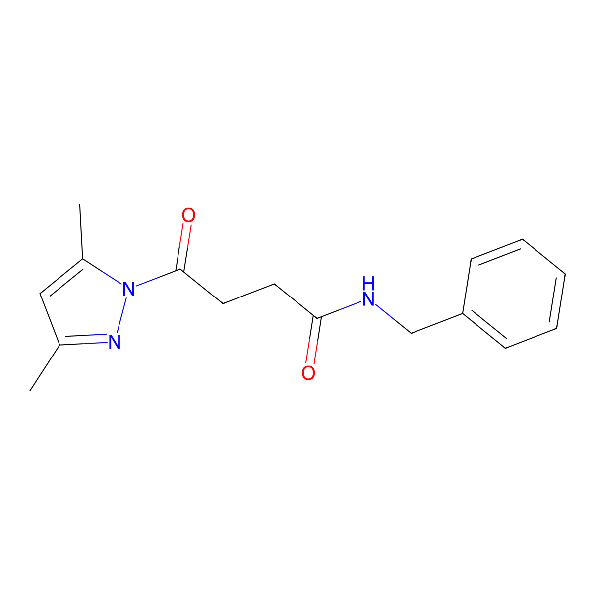 N-benzyl-4-(3,5-dimethyl-1H-pyrazol-1-yl)-4-oxobutanamide molecular structure, CAS 385383-30-2
