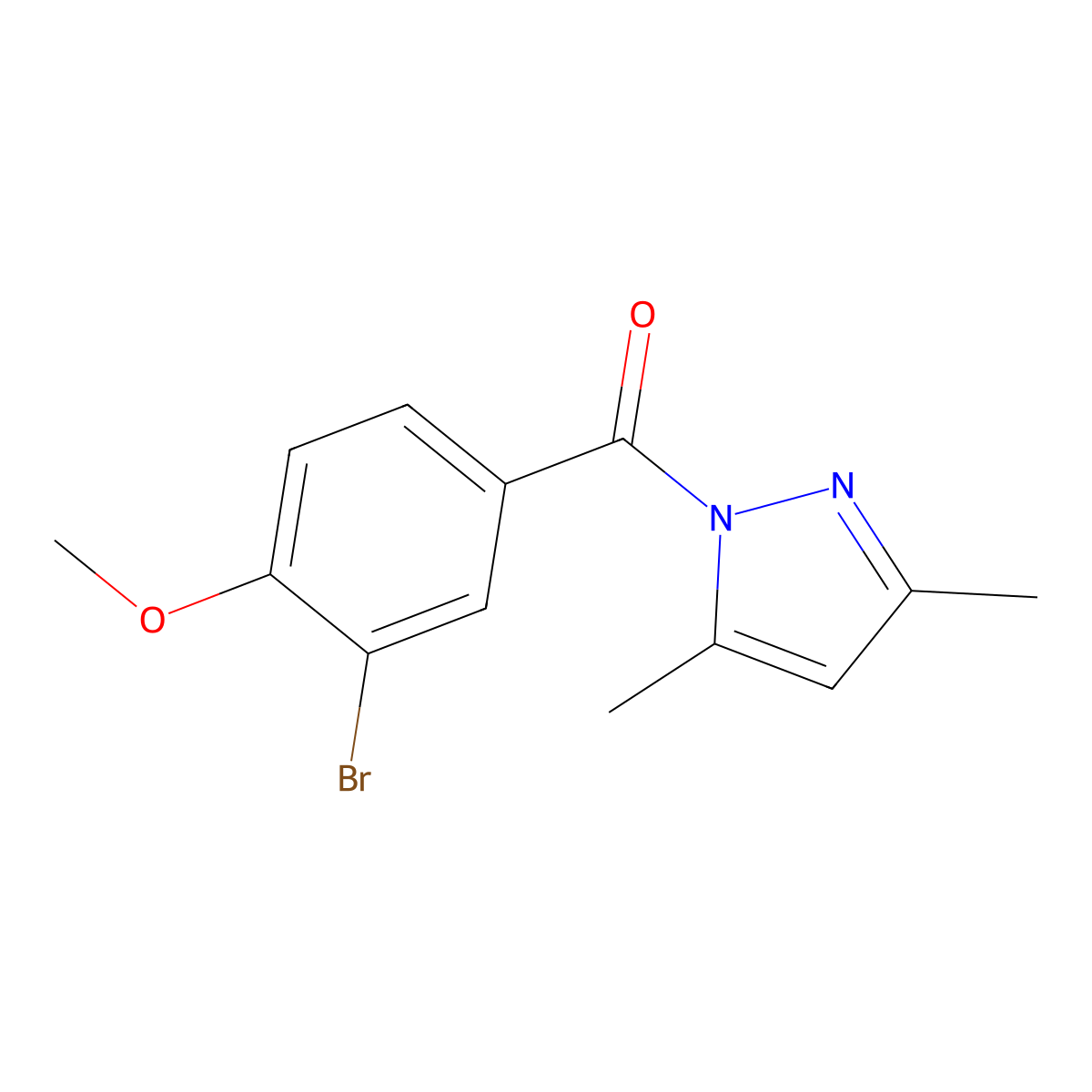 (3-Bromo-4-methoxyphenyl)-(3,5-dimethylpyrazol-1-yl)methanone molecular structure, CAS 385383-34-6