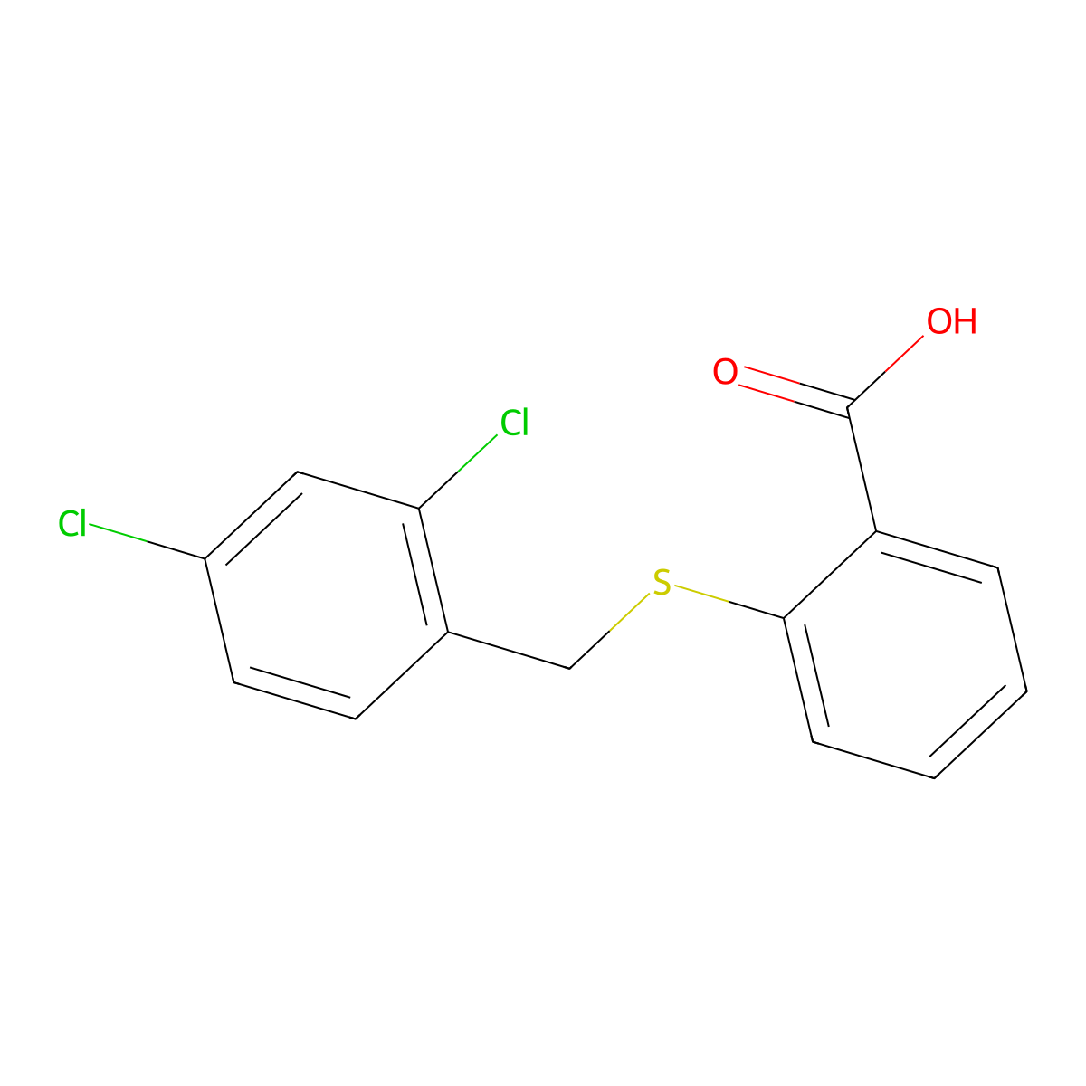 2-[(2,4-Dichlorobenzyl)sulfanyl]benzenecarboxylic acid molecular structure, CAS 385383-42-6