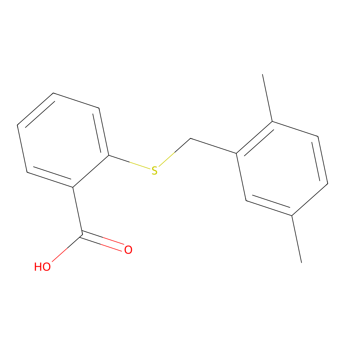 2-[(2,5-Dimethylbenzyl)sulfanyl]benzenecarboxylic acid molecular structure, CAS 385383-43-7