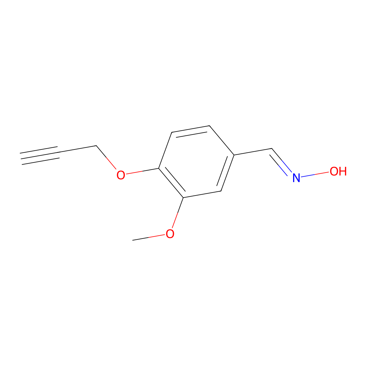 3-Methoxy-4-(2-propynyloxy)benzenecarbaldehyde oxime molecular structure, CAS 385383-46-0