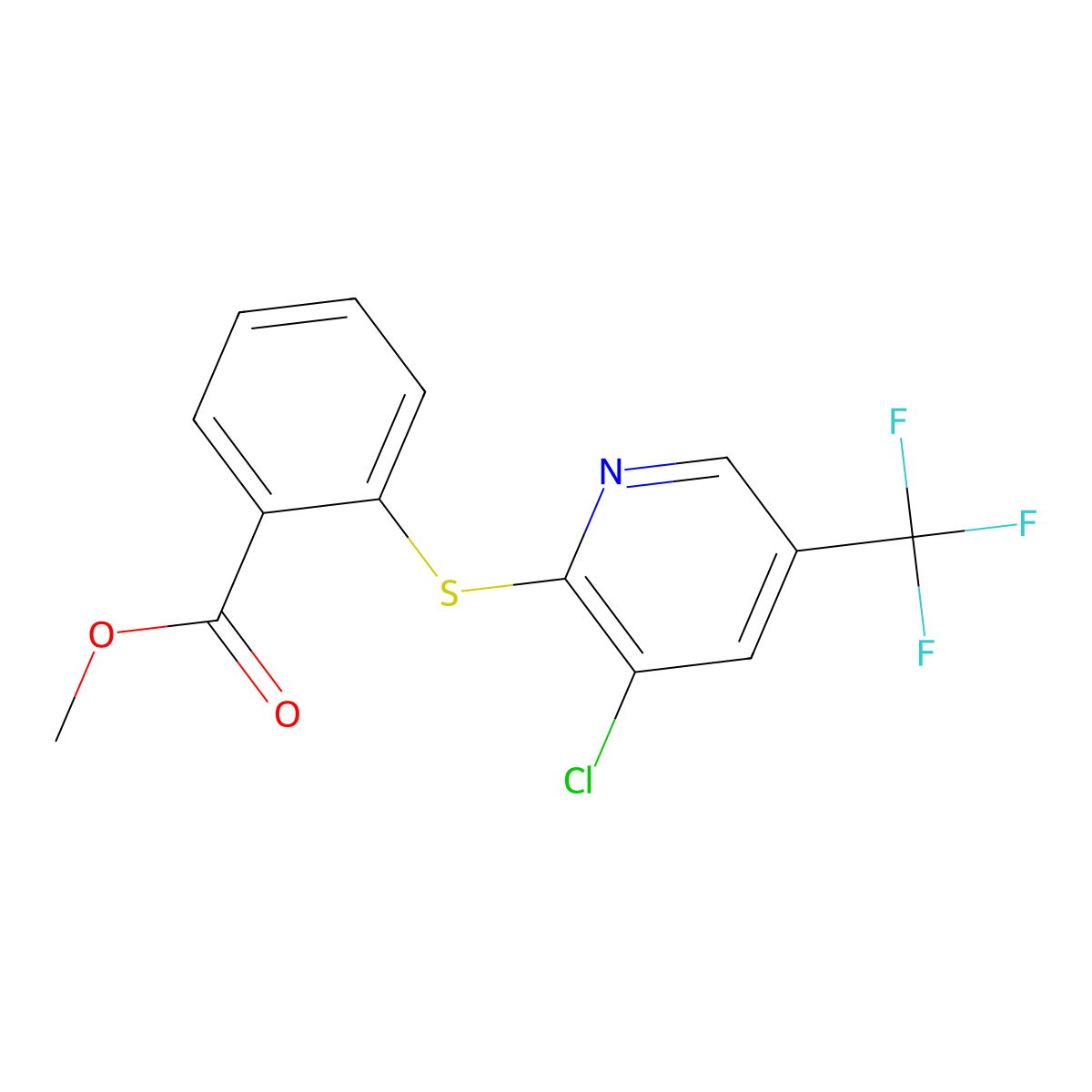 Methyl 2-{[3-chloro-5-(trifluoromethyl)-2-pyridinyl]sulfanyl}benzenecarboxylate molecular structure, CAS 385383-52-8