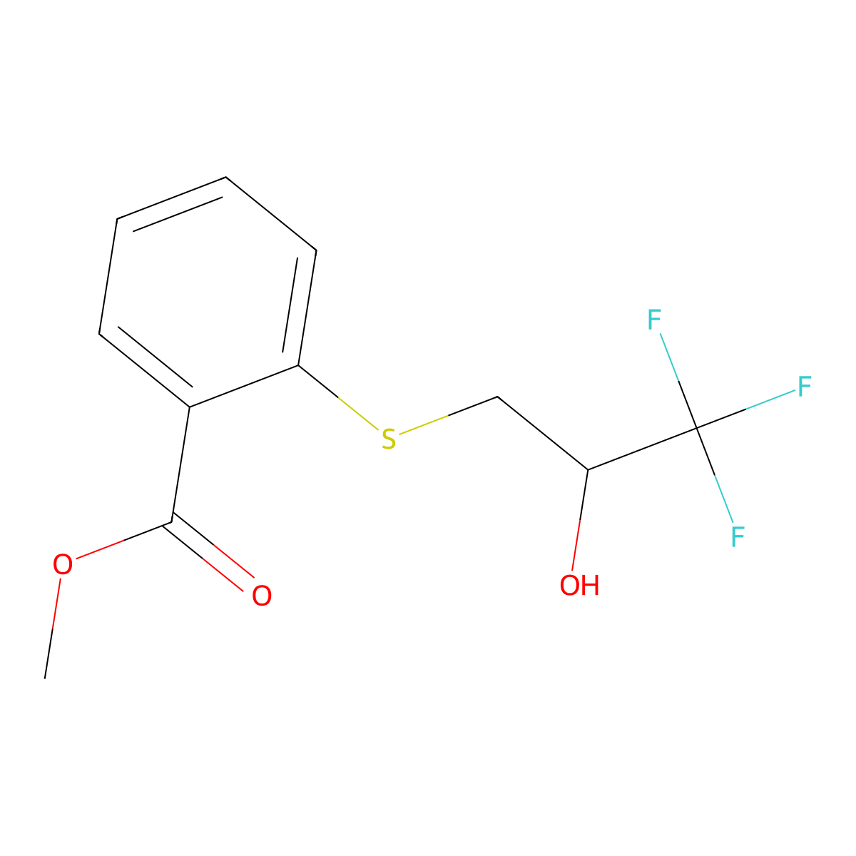 Methyl 2-[(3,3,3-trifluoro-2-hydroxypropyl)sulphanyl]benzenecarboxylate molecular structure, CAS 385383-55-1