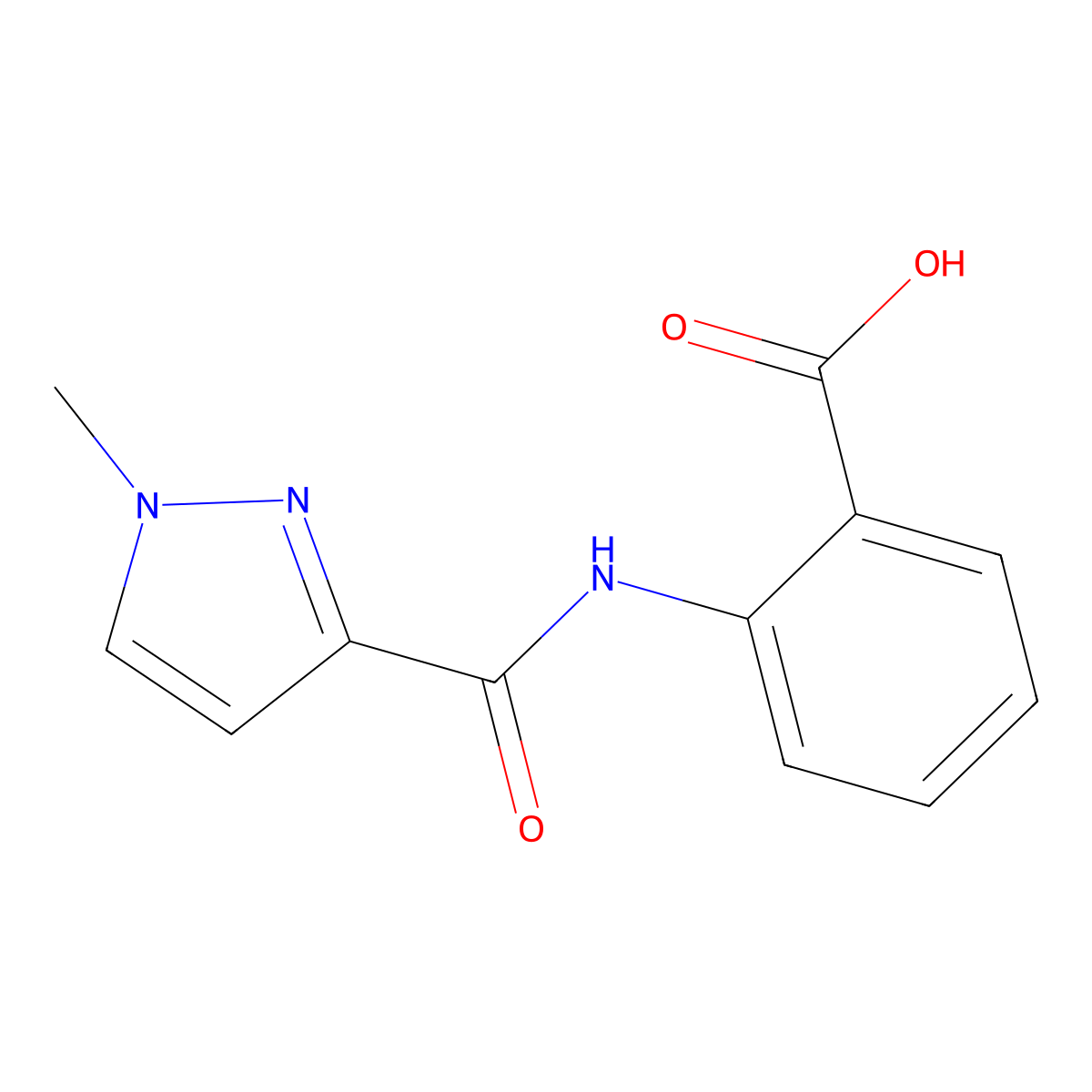 2-[(1-Methyl-1H-pyrazole-3-carbonyl)-amino]-benzoic acid molecular structure, CAS 385383-59-5
