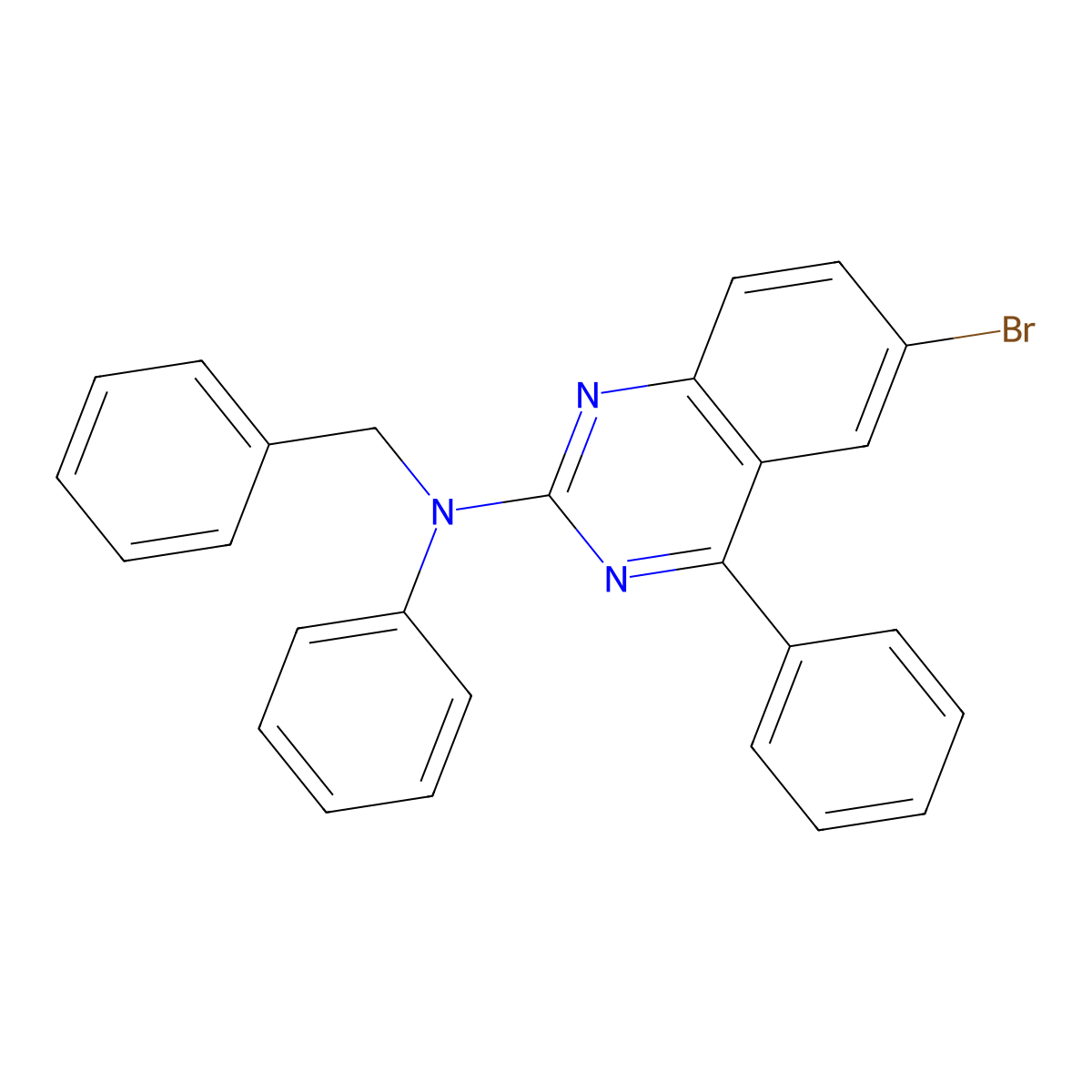 N-benzyl-6-bromo-N,4-diphenylquinazolin-2-amine molecular structure, CAS 385385-38-6
