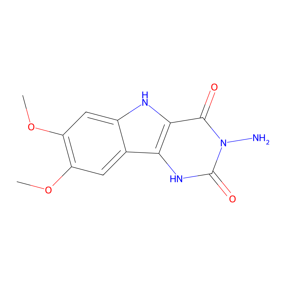 3-Amino-7,8-dimethoxy-1,5-dihydropyrimido[5,4-b]indole-2,4-dione molecular structure, CAS 385385-81-9