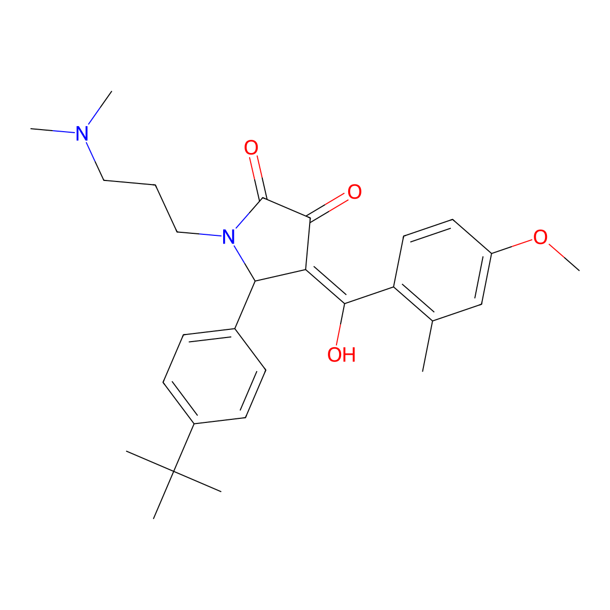 5-(4-tert-butylphenyl)-1-[3-(dimethylamino)propyl]-3-hydroxy-4-(4-methoxy-2-methylbenzoyl)-2,5-dihydro-1H-pyrrol-2-one molecular structure, CAS 385385-89-7