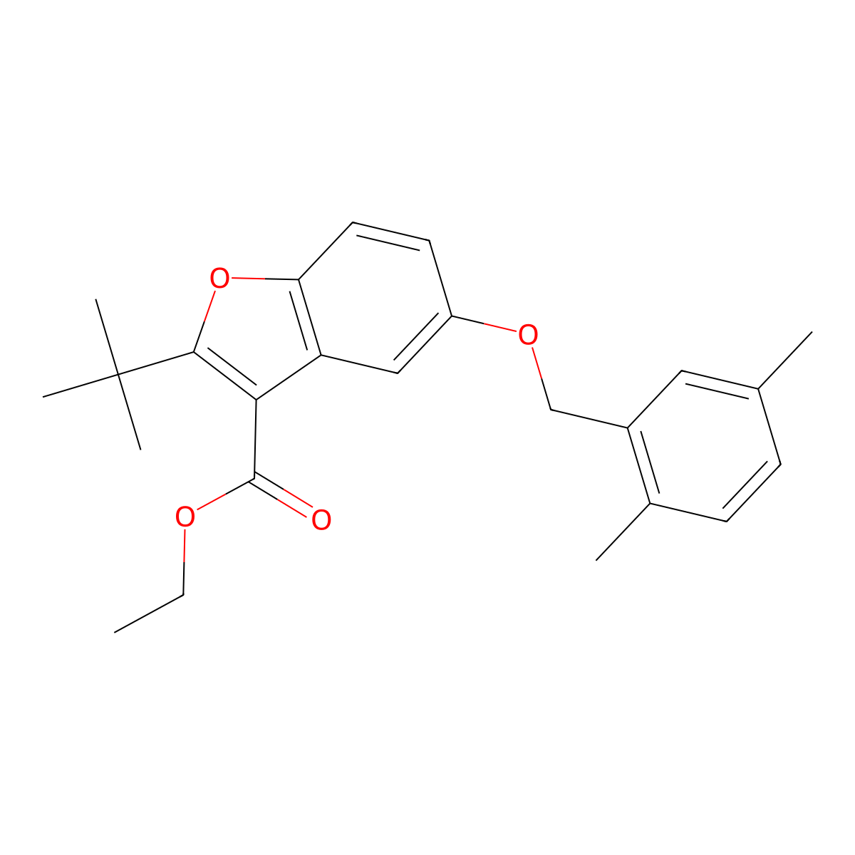 Ethyl 2-tert-butyl-5-[(2,5-dimethylphenyl)methoxy]-1-benzofuran-3-carboxylate molecular structure, CAS 385385-95-5