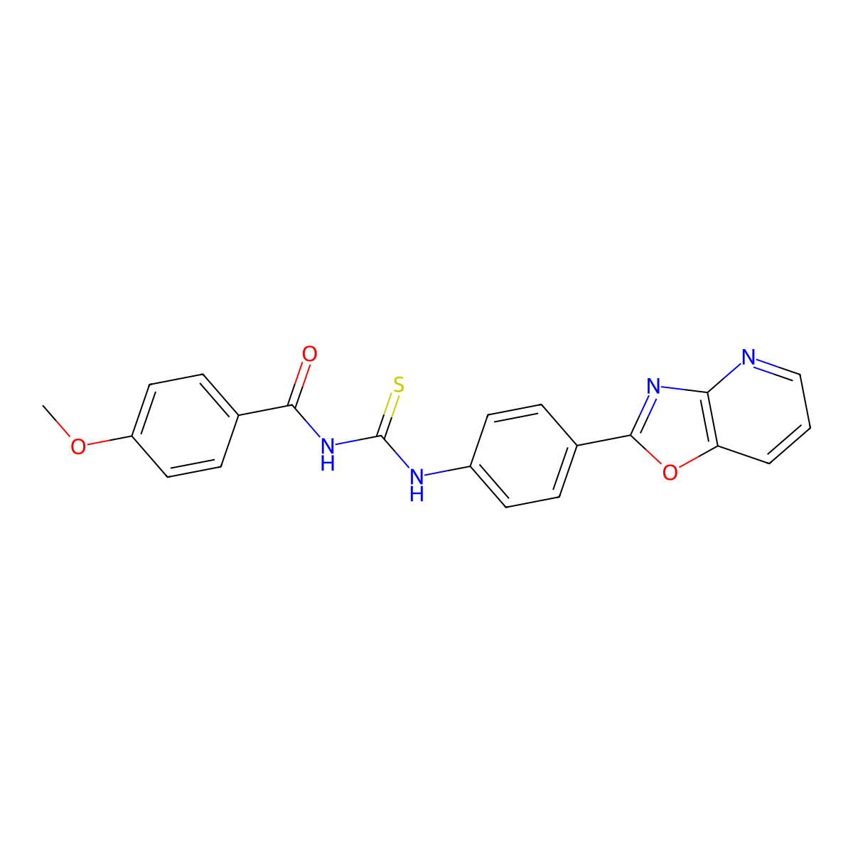 4-methoxy-N-[[4-([1,3]oxazolo[4,5-b]pyridin-2-yl)phenyl]carbamothioyl]benzamide molecular structure, CAS 385386-07-2