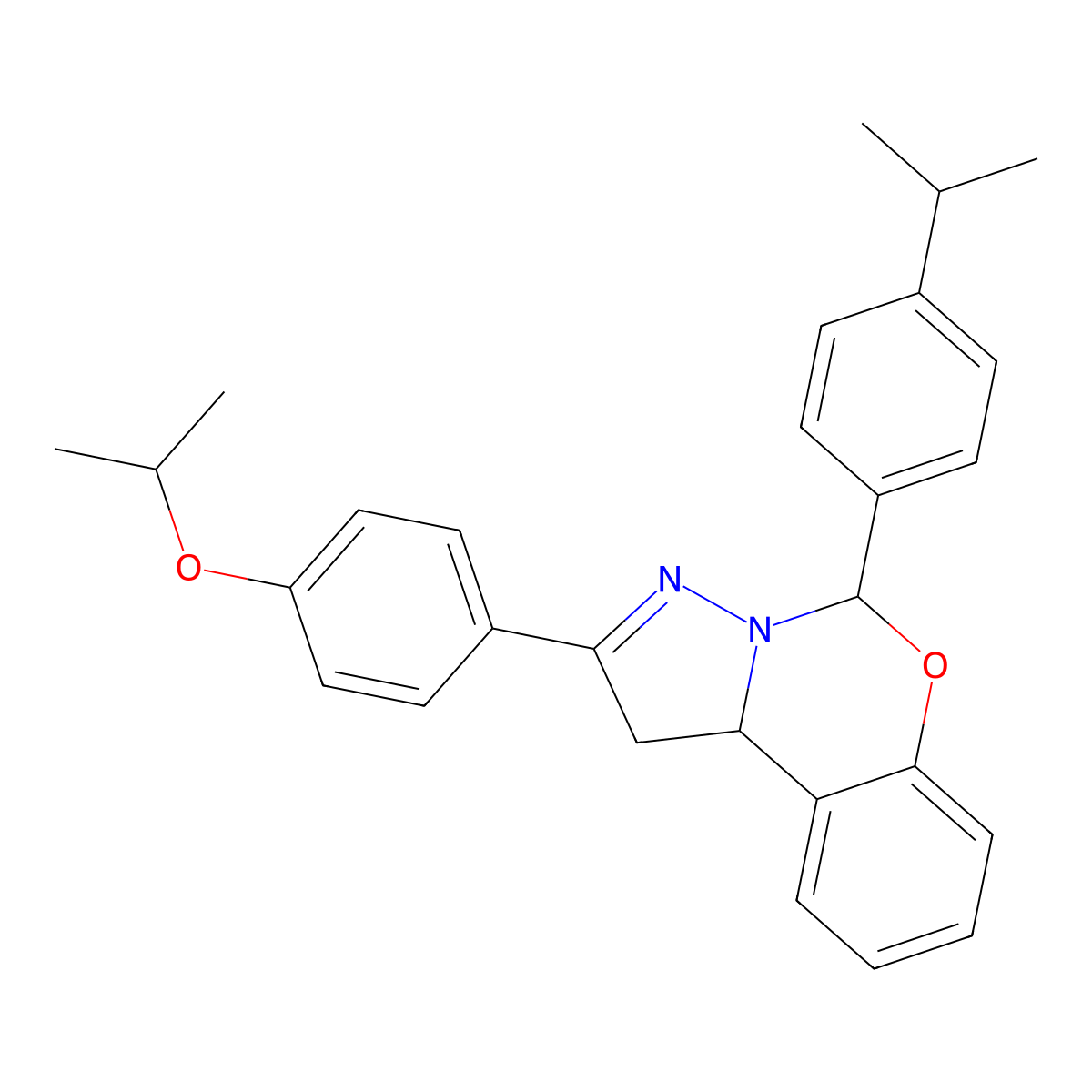 2-[4-(Propan-2-yloxy)phenyl]-5-[4-(propan-2-yl)phenyl]-1,10b-dihydropyrazolo[1,5-c][1,3]benzoxazine molecular structure, CAS 385386-23-2