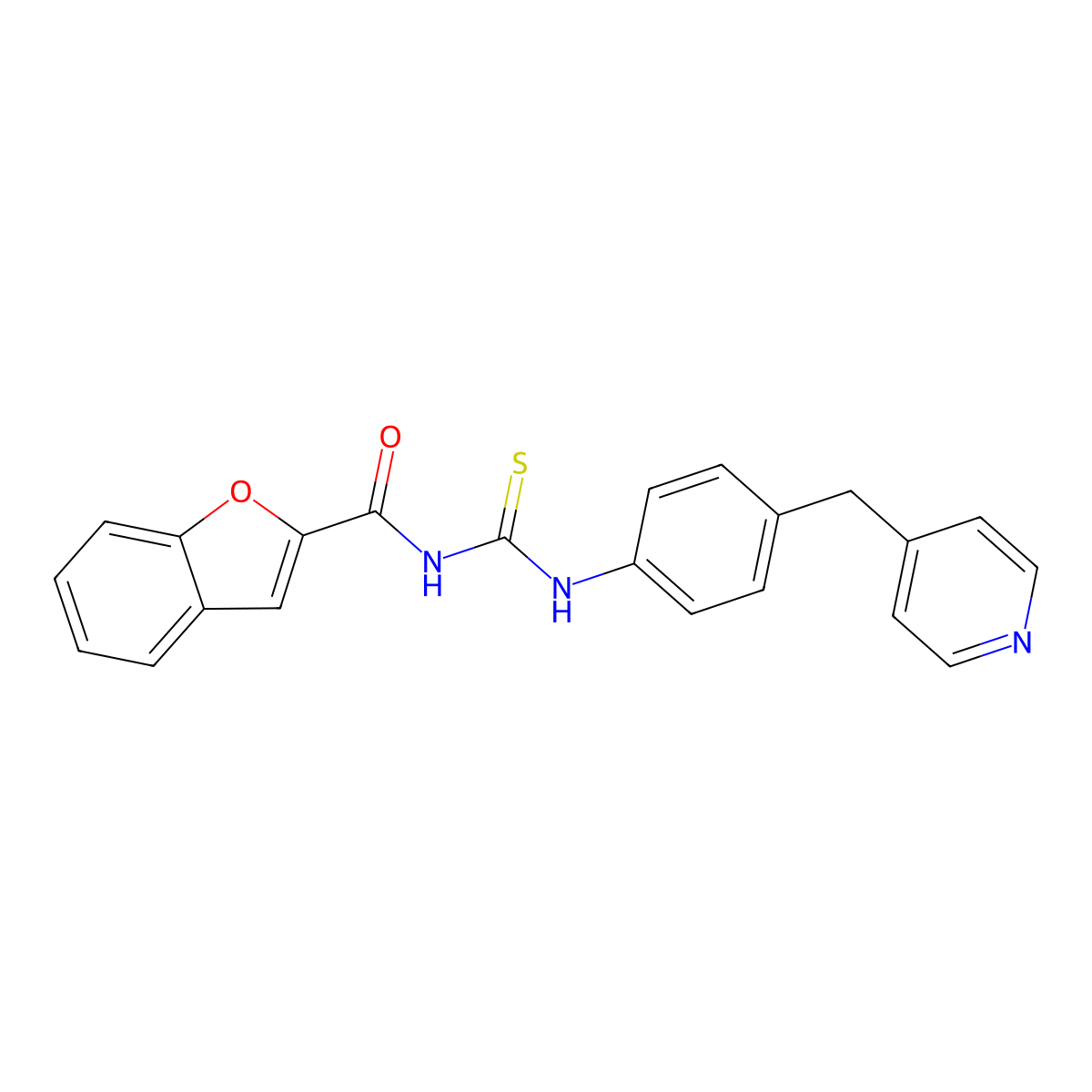 N-[[4-(pyridin-4-ylmethyl)phenyl]carbamothioyl]-1-benzofuran-2-carboxamide molecular structure, CAS 385386-66-3